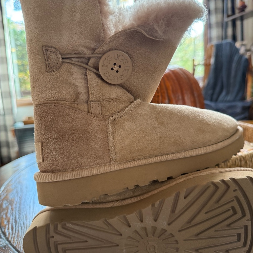UGG Sand Suede Button Short Booties